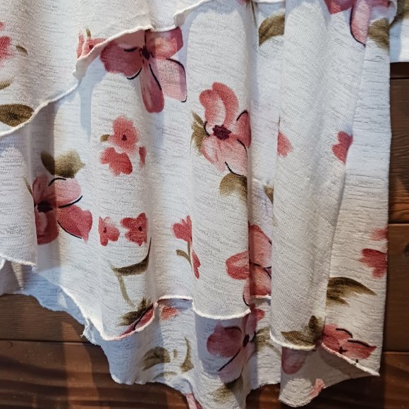 Flatering SUMMERY NO IRON easy wear blush floral knit 3/4 sleeve layered Sz 18 - Picture 3 of 8